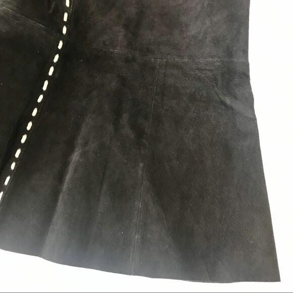 Karen Kane Vintage Y2K 90s Black Suede Leather coastal cowgirl western skirt 12 - Picture 3 of 9